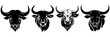Bull longhorn silhouettes set, large pack of vector silhouette design, isolated white background