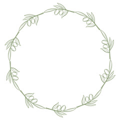 Wall Mural - olive branch art drawn decor round frame