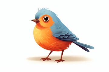 Wall Mural - A cartoon illustration of a cute bird isolated on a white background