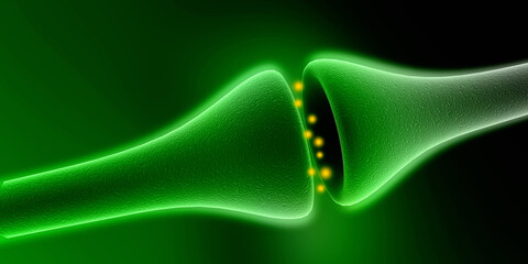 Wall Mural - synapse and neuron cells sending electrical chemical signals. 3d rendering