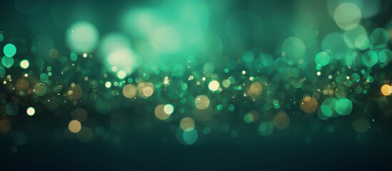 Shining Christmas green bokeh background