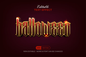 Wall Mural - Halloween text effect red gold style. Editable text effect