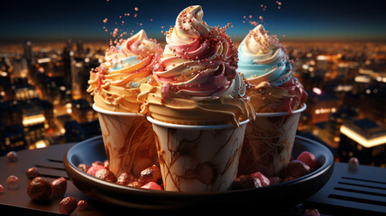 Wall Mural - delicious cup of variegated ice cream