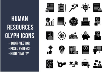 Wall Mural - Human Resources Glyph Icons