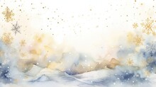 Elegant Christmas Watercolor Background With Shining Gold Decoration