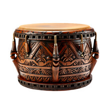 Traditional Drum Instrument Isolated On Transparent Background ,wooden Tribal Drum Png ,generative Ai