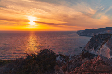 Wall Mural - Colorful sunset at Cape Keri, Greek island Zakynthos