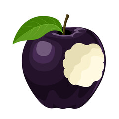 Wall Mural - Vector illustration, black diamond apple with bite marks, isolated white background.