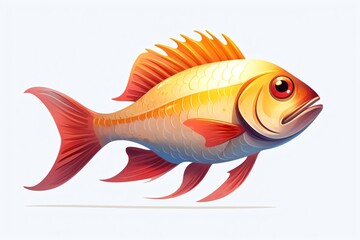 Wall Mural - Goldfish isolated on a plain white background