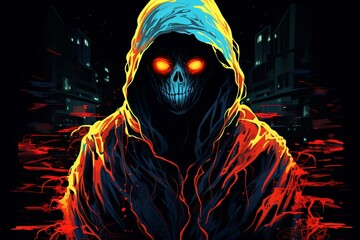 Wall Mural - Graphic illustration of a ghost wearing a hoodie