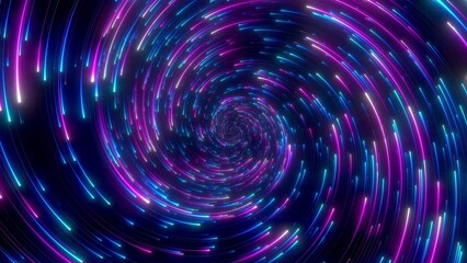 Wall Mural - minimal spiral in infinite rotation. abstract background in blue and purple neon colors. rotating ga