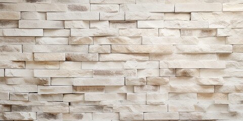Rock stone brick tile wall aged texture detailed pattern background in yellow cream beige color