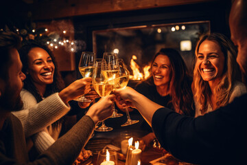 Friends celebrating a special occasion with a toast of sparkling wine