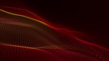 Motion Background With An Elegant Gently Flowing Golden Red Digital Fractal Light Wave Rippling Towards The Camera. This Abstract Technology Background Animation Is Full HD And A Seamless Loop.