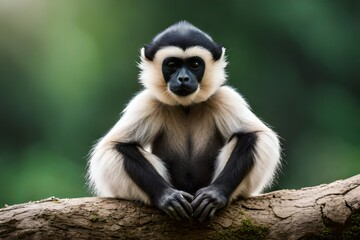 Canvas Print - long macaque sitting