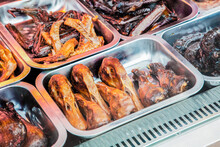 Street Vendor Selling Roasted Duck And Other Chinese Favorite Foods