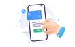 © Knut - Online pay with mobile phone and credit card, vector illustration with white background.