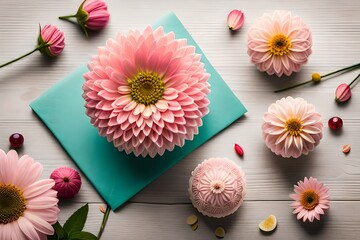 Wall Mural - flowers on a wooden background