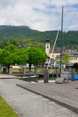 Wall Mural - Scencic summer view of Unterach am Attersee in Austria, Europe