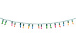 String of Christmas lights isolated on transparent background.