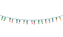 String Of Christmas Lights Isolated On Transparent Background.