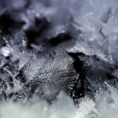 Canvas Print - Closeup of a snowflake texture in cold winter season