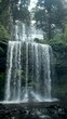 Vertical video of scenic waterfall surrounded by trees and mountains
