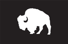 Vector Bison Isolated On Black,white Figure Graphical Illustration