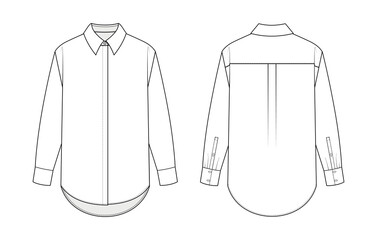 Wall Mural - Fashion technical drawing of the oversized shirt