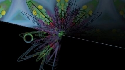 Wall Mural - illustration abstract of a colorful circle shape with spider lines and black background