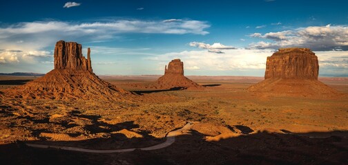 Wall Mural - Stunning view of Monument Hill at sunset, located in Monument Valley.