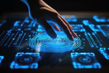 A human using his fingerprint as a login.