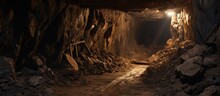 Deserted Limestone Mine Tunnel