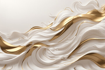 Poster - 3d white gold waves wallpaper