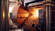 A detailed image of a biomass boiler, capturing the feeding mechanism that supplies waste biomass to the combustion chamber. The precise control of biomass flow ensures a continuous and