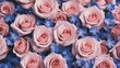 Pink roses and blue little flowers  beautiful background decorative pattern. Evocative of Spring and love concepts.