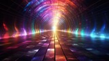 Fototapeta Perspektywa 3d - 3D rendering, neon ultraviolet square portal, glow lines, tunnel, walkway, purple, arch, laser show.