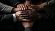 © Ilham - business Stack of hands Unity and teamwork concept ai generated