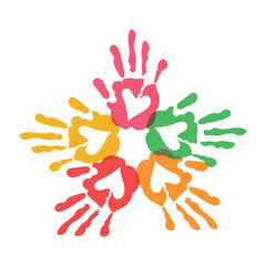 Sticker - handprints paint color together