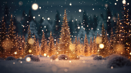 Canvas Print - Beautiful Christmas Abstract Background with Christmas Tree