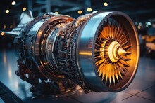 Aircraft jet engine on repair and maintenance