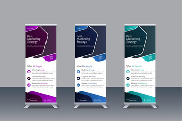 Wall Mural - Modern corporate colorful roll up standee banner design pull up modern x-banner template