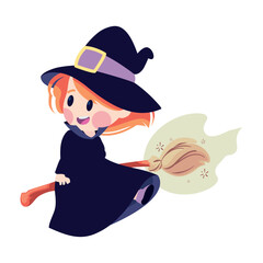 Wall Mural - halloween witch on a broom