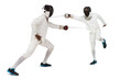 © vectorfusionart - Digital png photo of two swordsmen during fight on transparent background