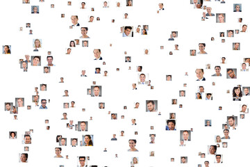 Wall Mural - digital png illustration of network of diverse business people on transparent background