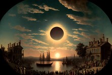 The Solar Eclipse Of 1878 Coloured 