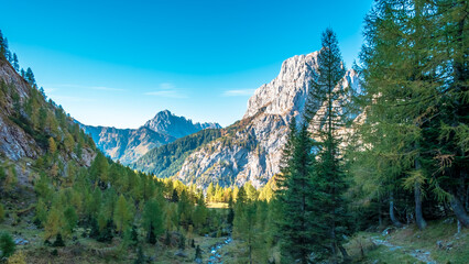 Wall Mural - The Carnic Alps in a colorful autumn day