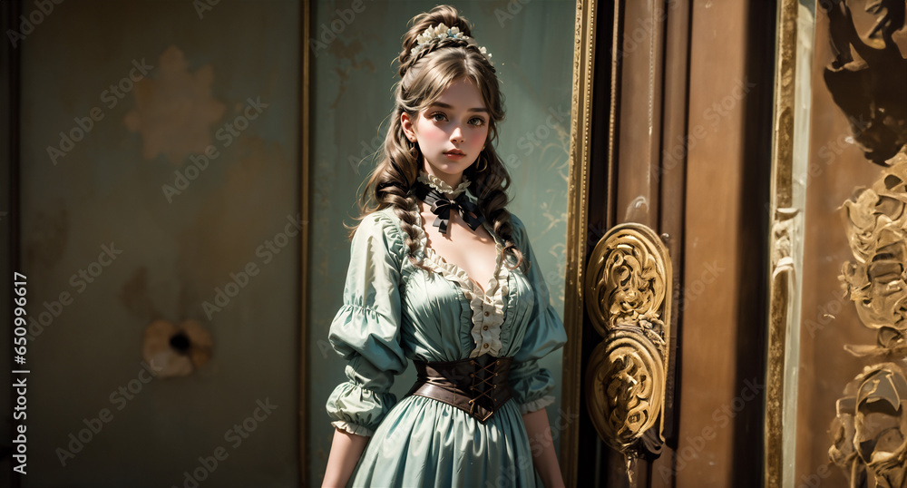 Historical of the Victorian era. Portrait of an elegant woman in ...