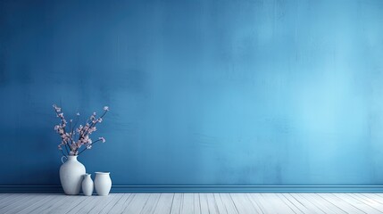 Wall Mural - Modern minimalist blue wall, generated by AI