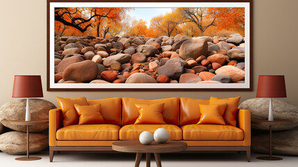 Canvas Print - Stylish Interior Design, 3D Render, 3D Illustration